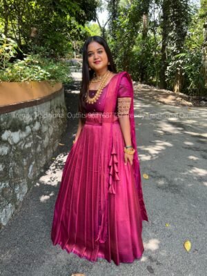 Wine copper zari aari worked lehenga