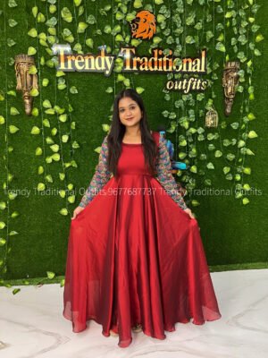 Peacock maroon georgette maxi