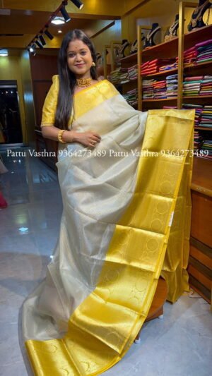 Yellow Tissue silk stripes