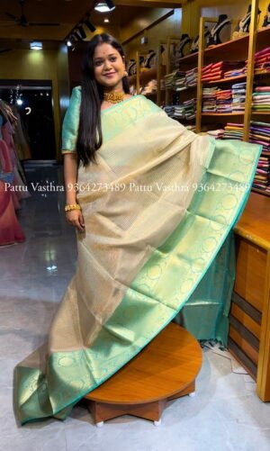 Seagreen Tissue silk stripes