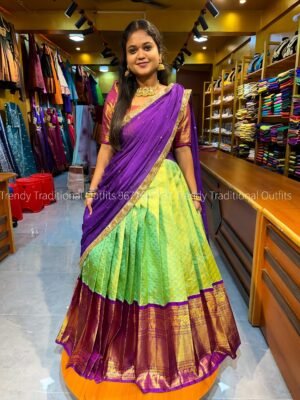 Sea Green with Purple Half Saree