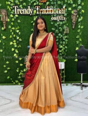 Onam - Off White with Maroon
