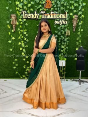 Onam - Off white Bottle Green