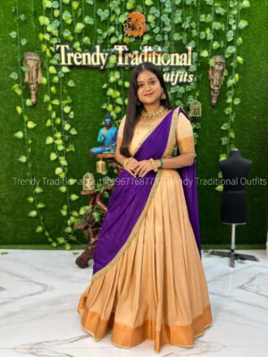 Onam - Off White with Purple
