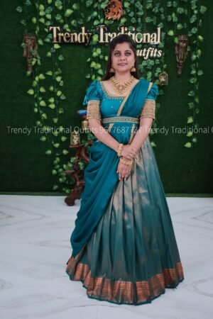 Rama Green silk banaras half saree