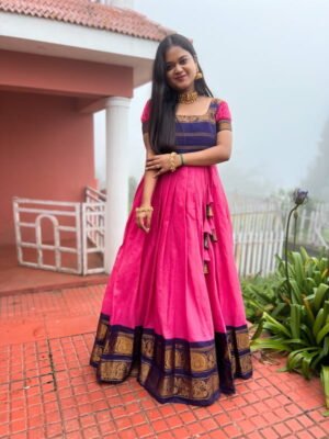 Rose Pink with Navy Blue maxi