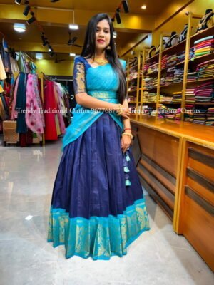 Navy with Rama Half saree
