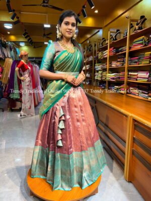 Dusty Pink With Sea Green Half Saree