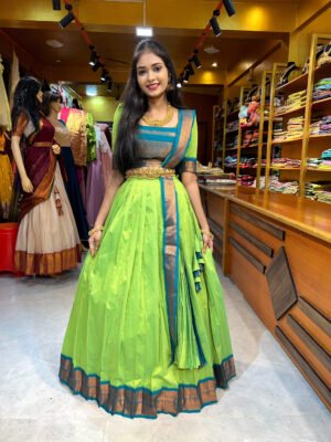 Parrot with Sea Blue Half Saree