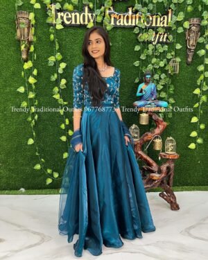 GLASS ORGANZA TEAL BLUE