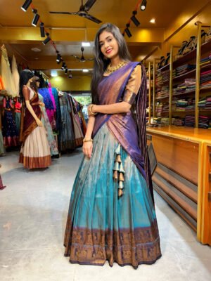 Rama Blue with Navy Blue Half Saree