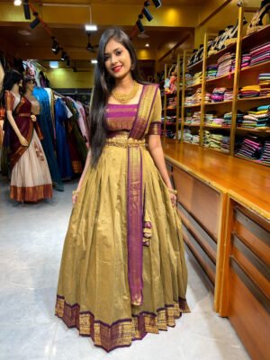 Gold with Plum Half Saree