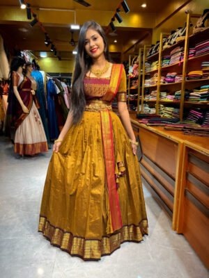 Gold with Maroon Half Saree