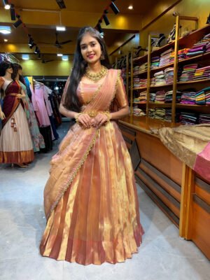 Rose Gold Tissue Half Saree