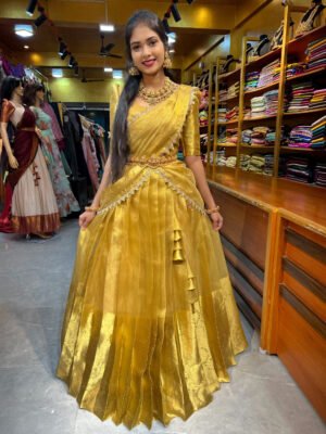 Gold Tissue Half Saree
