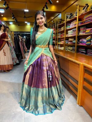 Purple With Sea Green Half Saree
