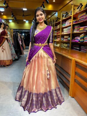 Pink and Purple Half Saree