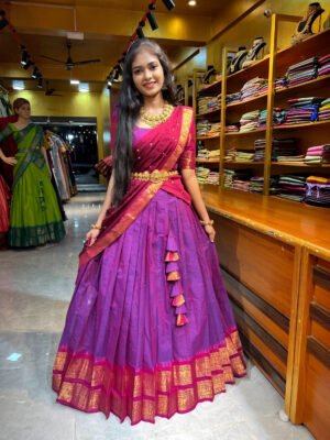 Purple with Magenta Chettinad Half Saree