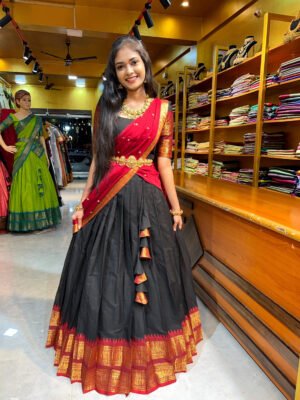 Black With Maroon Half Saree