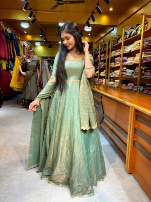 Sea Green Crushed Silk Gown