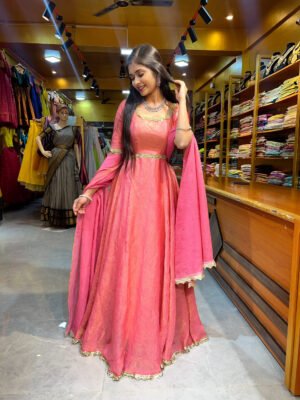 Peach Pink Crushed Silk Gown