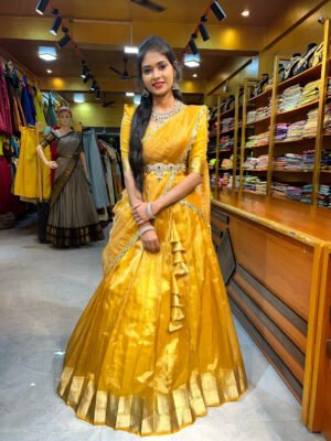 Haldi Yellow Tissue Half Saree