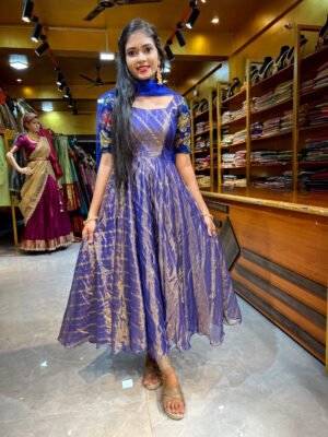 Pepsi Blue Crushed Tissue Anarkali
