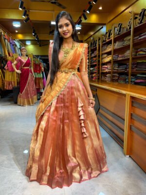 Peach Tissue Half Saree