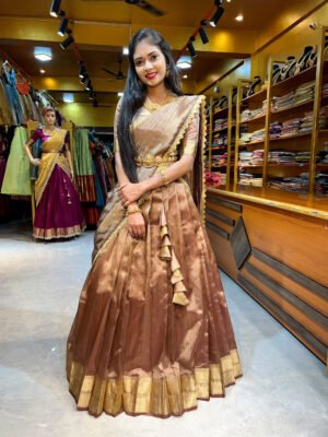 Brown Tissue Half Saree