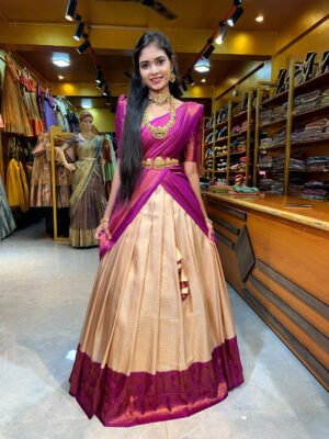 Off White with Magenta Half Saree