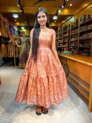 Coffee Brown Cotton Kota Frock