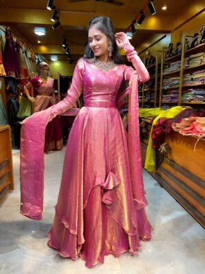 Rose Gold Fendy Silk Lehenga