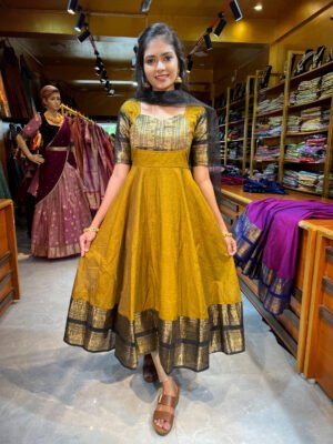 Mustard With Black Chettinad Anarkali