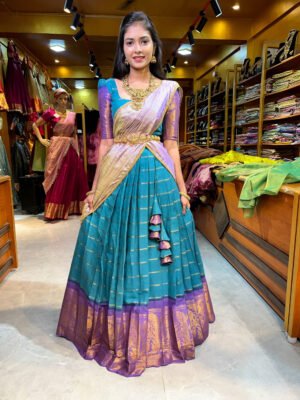 Rama Blue with Lavender Half Saree