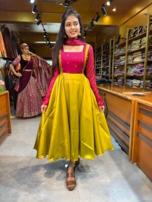 Mehandi Green with Plum Anarkali