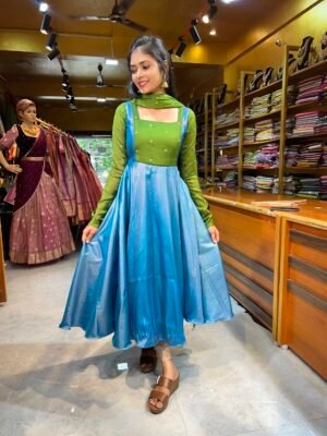 Royal Blue with Parrot Green Anarkali