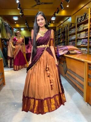 Coffee with chocolate Cotton Half Saree