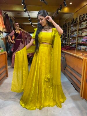 Yellow Fendy Silk Lehenga