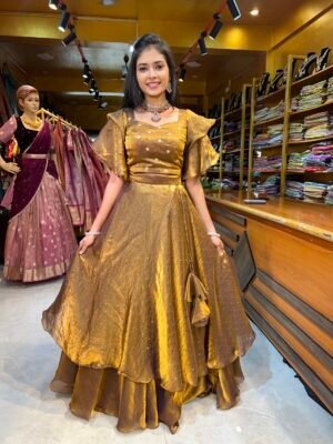 Gold Fendy Silk Lehenga