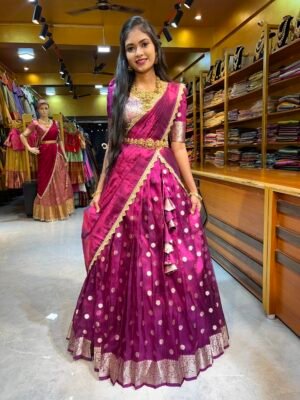 Magenta Tissue Butti  Half Saree