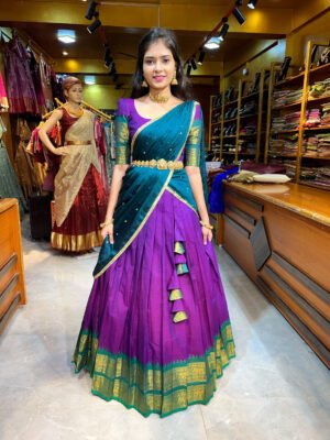Magenta With Rama Green  Half Saree