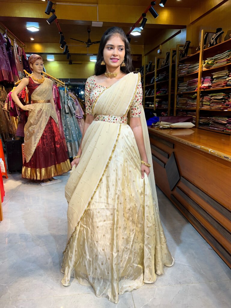 Off White Silk Georgette half saree