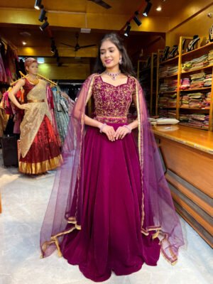 Wine Velvet Lehenga