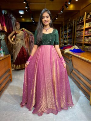 Bottle Green Sequence with Rose Gold Gown