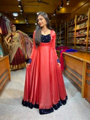 Peach with Navy Blue Gown