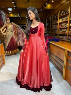 Peach with Maroon Gown