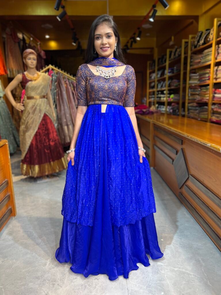 Navy Blue with Pepsi Blue 4 in 1 Lehenga