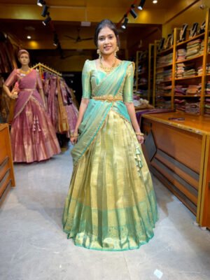 Sea Green Tissue Half Saree