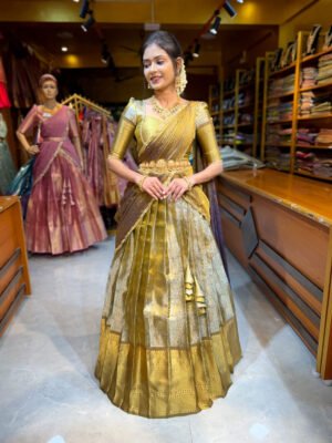 Copper Gold Tissue Half Saree