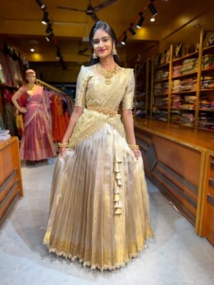 Silver Gold Tissue Half Saree